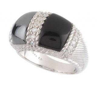 Judith Ripka Sterling Gemstone Inlay Domed Ring —
