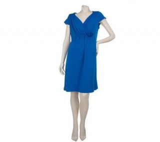 Perfect by Carson Kressley CrossoverV neck Knit Dress with Rosettes 