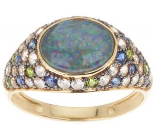 Smithsonian Opal Triplet 1.20 ct tw Multi gemstone Ring, 14K Gold 