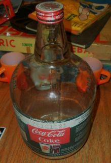 Vintage 1960s Coke syrup gallon bottle with label Coca Cola Mid