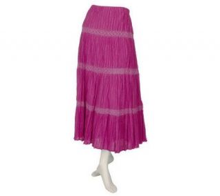 Susan Graver Fully Lined Crinkle Cotton Striped Tiered Skirt   A9529