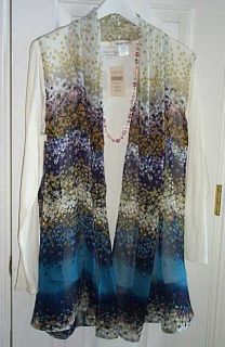 Coldwater Creek Ditsy Floral Sheer Scarf Vest Tunic Length New