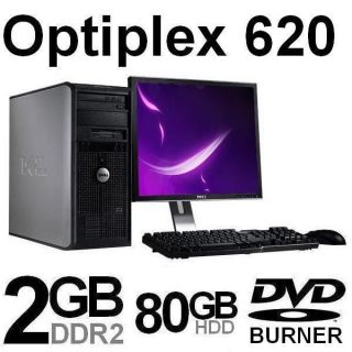  Optiplex GX620 Tower Computer Desktop 17 LCD Monitor Speakers