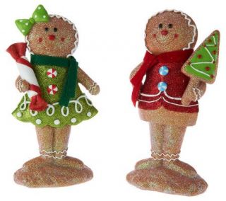 Set of 2 Whimsical Gingerbread Boy and Girl by Valerie   H196724