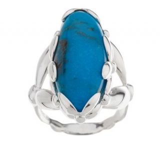 Sterling Kingman Turquoise Elongated Oval Ring —