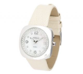 Gossip Floating Crystal Leather Strap Watch —