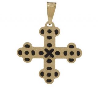 Maltese Style Enamel Cross Pendant 18K Gold —