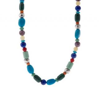 Southwestern Sterling Multi gemstone Bead Necklace —
