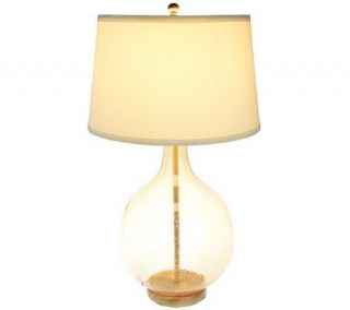   Hand Blown Colored Glass 26 Table Lamp w/Linen Shade —