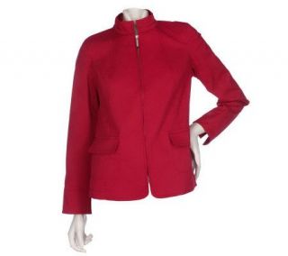Susan Graver Cotton Twill Zip Front Jacket with Printed Lining 