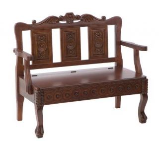 Westgate Handcarved Cherry Finish Bench with Storage   H155532