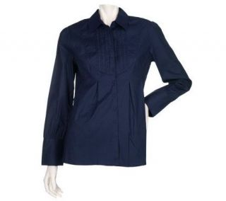 Motto Button Front Tunic with Inverted Pleats —