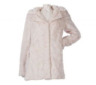 Dennis Basso Notch Collar Faux Fur Coat with Full Lining —