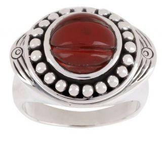 Artisan Crafted Sterling Carved Carnelian Ring —