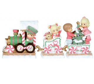 Candy Cane Lane   Set of Three Train Cars —