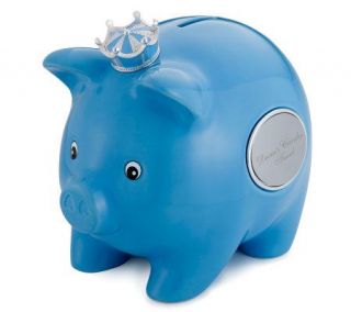 Things Remembered Blue Ceramic Piggy Bank —