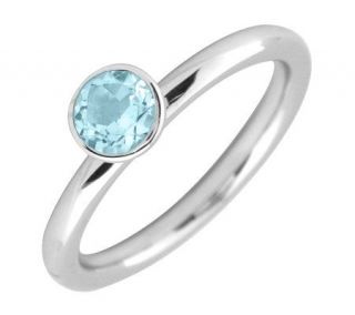 Simply Stacks Sterling 5mm Round Aquamarine Solitaire Ring   J298742