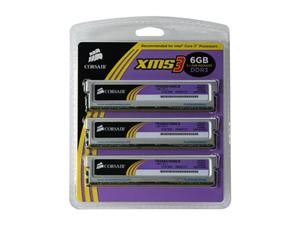 CORSAIR XMS3 6GB (3x2GB) DDR3 1600 (PC3 12800) Triple Channel Kit