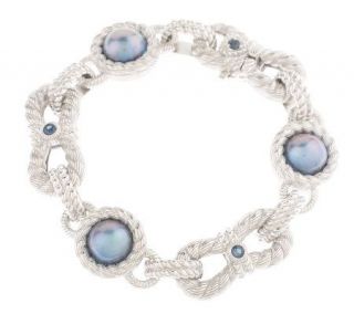 Judith Ripka Sterling Mabe Cultured Pearl Link Bracelet —