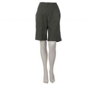 Denim & Co. Classic Waist Stretch Twill Bermuda Shorts w/ Cargo Pocket 