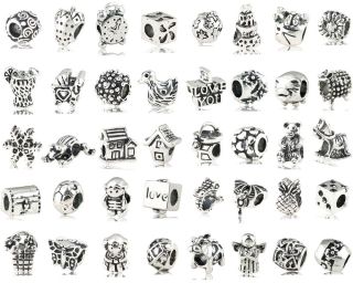Bundle Monster 40pc Silver Plated Oxidized Metal Beads Charm Set Mix