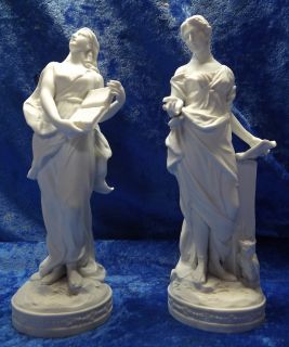 Fine Porcelain Bisque Volkstedt Dresden Classical Grecian Statues