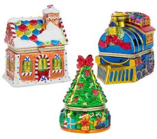 Mr. Christmas Set of 3 6 Porcelain Music Boxes w/ Animated Scene