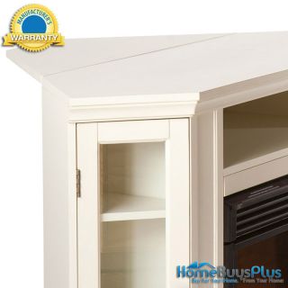 Convertible White Media Electric Fireplace Corner Or Flat Wall