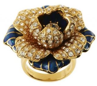 Joan Rivers Enamel and Pave Petal Flower Ring —