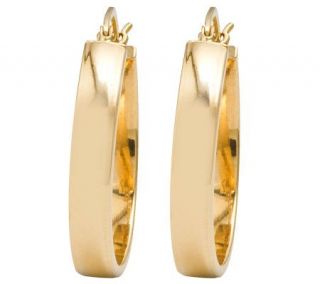 High Polished Flat Hoop Earrings, 14K Yellow Gold —