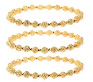 Joan Rivers Set of 3 Classic Textured Bead Bracelets   J271446