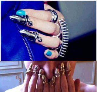  Exaggerated Fashion Fashion Punk Cool Finger Nail Snake Design Ring