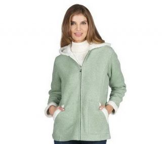 Denim & Co. Heathered Fleece Jacket w/Sherpa Lining and Hood