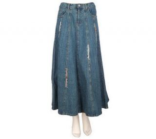 Quacker Factory Zig Zag Sparkle Gored Denim Skirt —