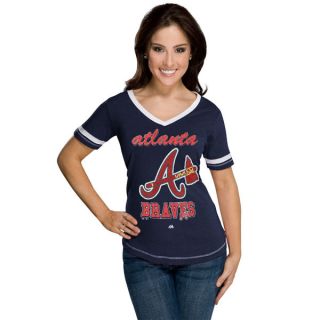  Atlanta Braves Navy Women's Bling Beauty T Shirt