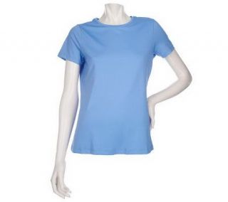 Motto Essentials Short Sleeve Open Crew Neck Knit T Shirt —