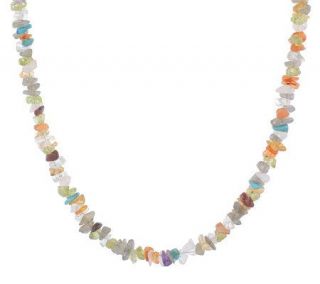 Sterling 48 Multi gemstone Chip Necklace —