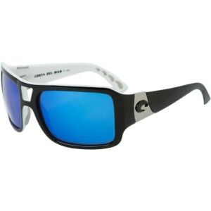 Costa Del Mar Lago Polarized Sunglasses Black White/Blue Mirror New
