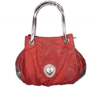 KathyVanZeeland Vintage Floral Double Handle Tote with Heart Detail 