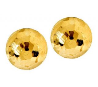 Highly Polished Hammered Ball Stud Earrings 14K Gold —