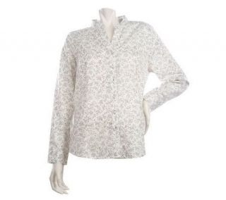 Denim & Co. Long Sleeve Button Front Floral Print Woven Shirt