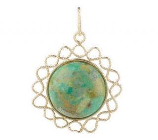 VicenzaGold Round Composite Turquoise Pendant 14K Gold —