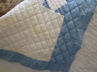 Early Primitive Country Antique Blue Homespun Cotton Quilt Cutter