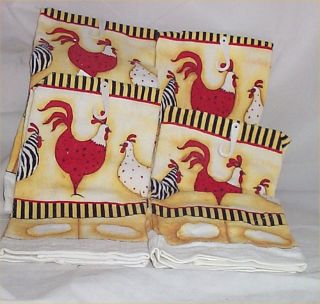 Rooster Egg Kitchen Towels Set of 4 Country Farm Decor T Towels