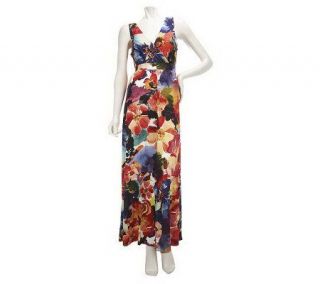 Motto Regular Floral Printed Crossover Front Maxi Dress —