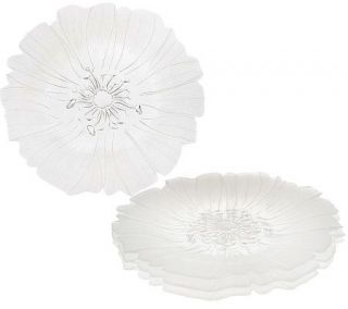 CMV Home Set of Four 11 Flower Shaped Glass Plates —