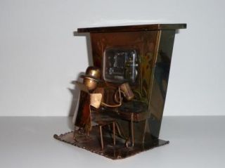 Vintage Copper Music Box Piano Player The Entertainer Sting Ragtime
