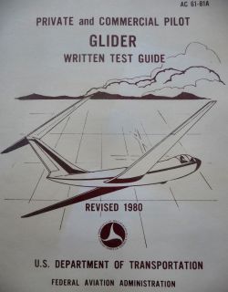 1980 Private Commercial Pilot Glider Written Test Guide FAA AC61 81A