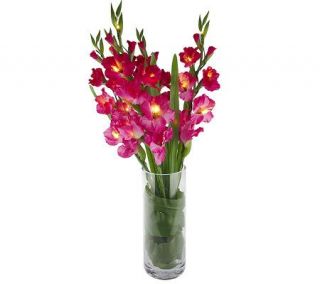 BethlehemLights BatteryOperated 28 Gladiolus in Glass Vase with Timer 