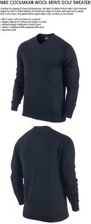 2012 Nike Mens Coolmax Wool Golf Sweater V Neck Dark Obsidian Large $